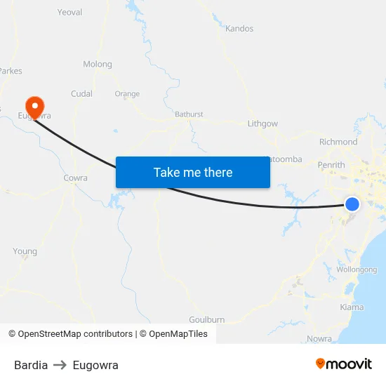 Bardia to Eugowra map