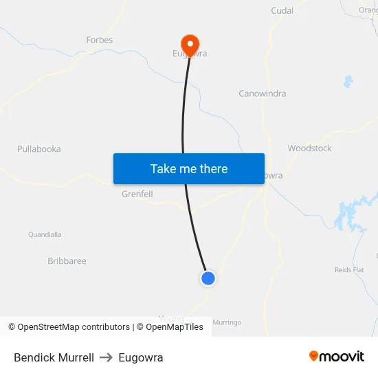Bendick Murrell to Eugowra map