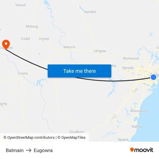 Balmain to Eugowra map