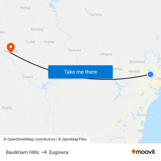 Baulkham Hills to Eugowra map