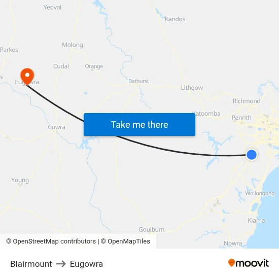Blairmount to Eugowra map