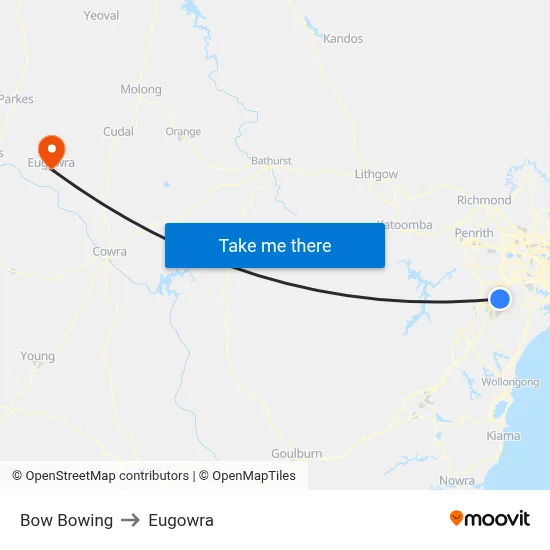 Bow Bowing to Eugowra map