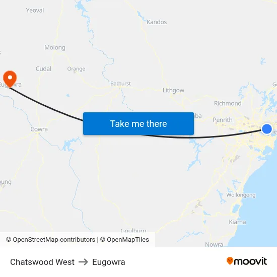 Chatswood West to Eugowra map