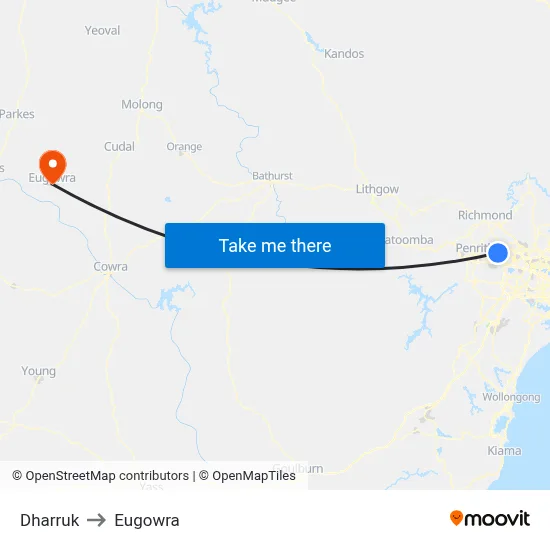 Dharruk to Eugowra map