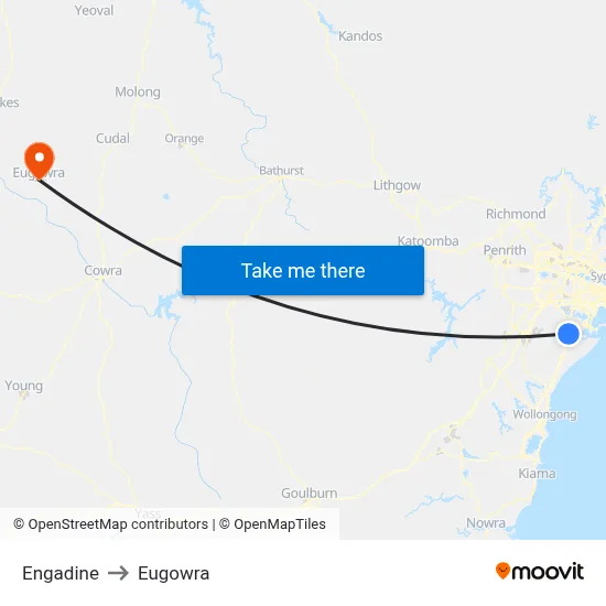 Engadine to Eugowra map