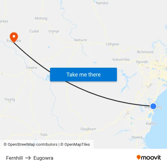 Fernhill to Eugowra map