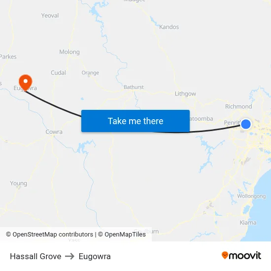 Hassall Grove to Eugowra map