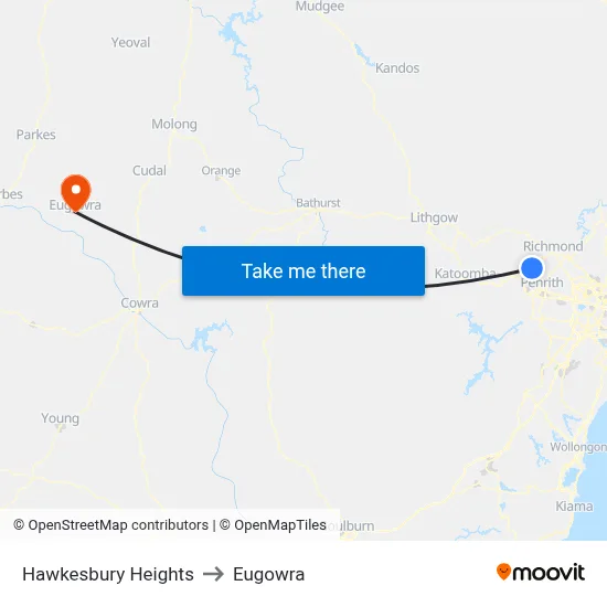 Hawkesbury Heights to Eugowra map