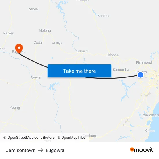 Jamisontown to Eugowra map
