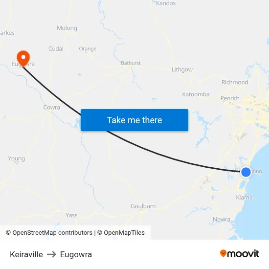 Keiraville to Eugowra map