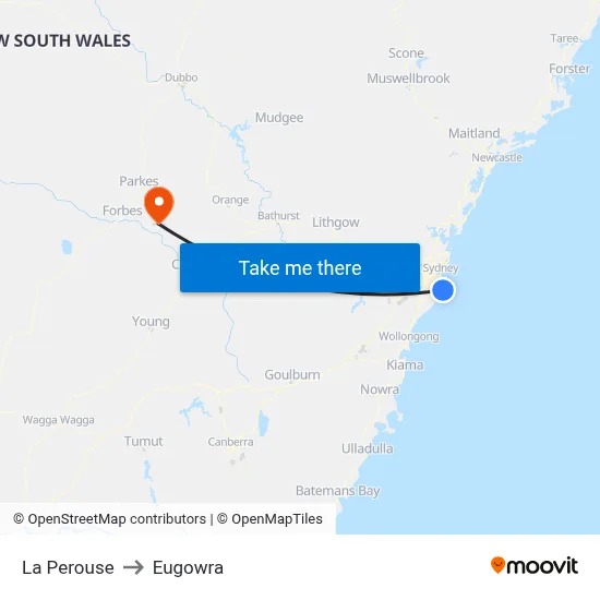 La Perouse to Eugowra map