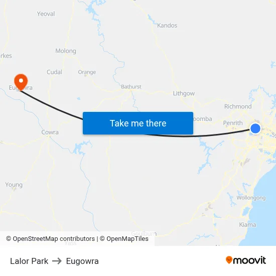 Lalor Park to Eugowra map