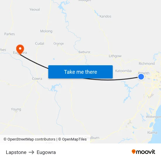 Lapstone to Eugowra map