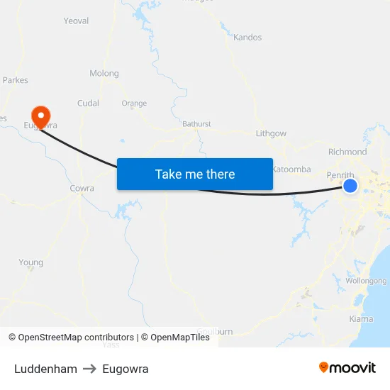 Luddenham to Eugowra map