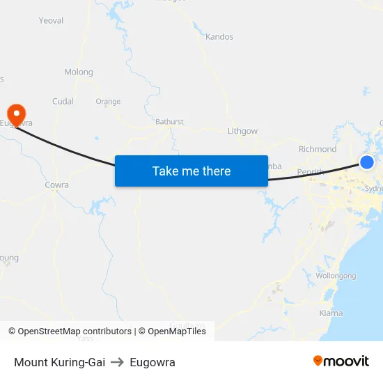 Mount Kuring-Gai to Eugowra map