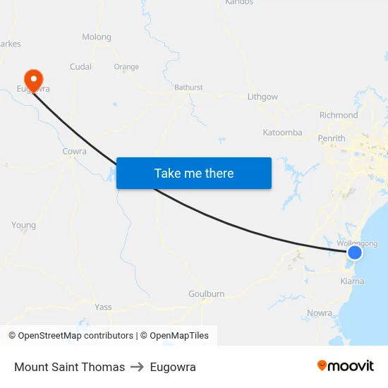 Mount Saint Thomas to Eugowra map