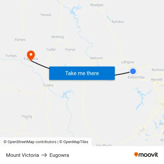Mount Victoria to Eugowra map