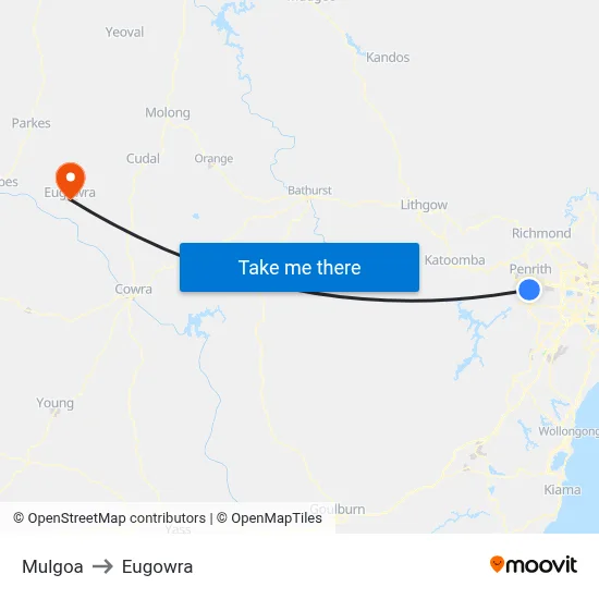 Mulgoa to Eugowra map