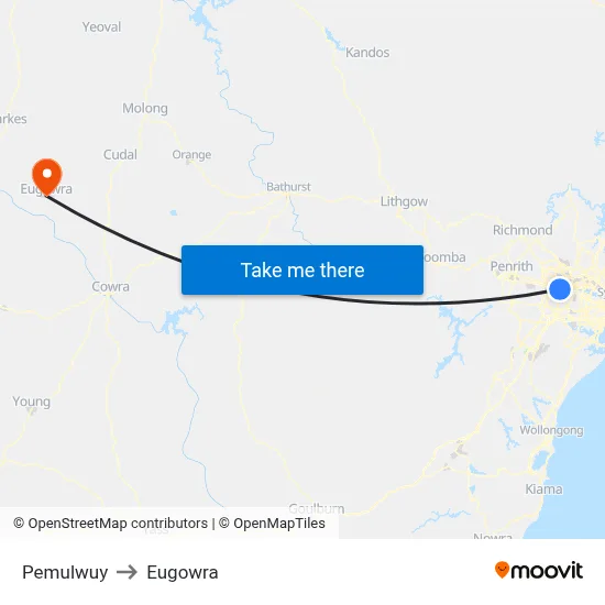 Pemulwuy to Eugowra map