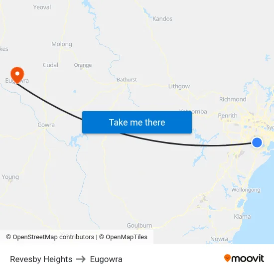 Revesby Heights to Eugowra map