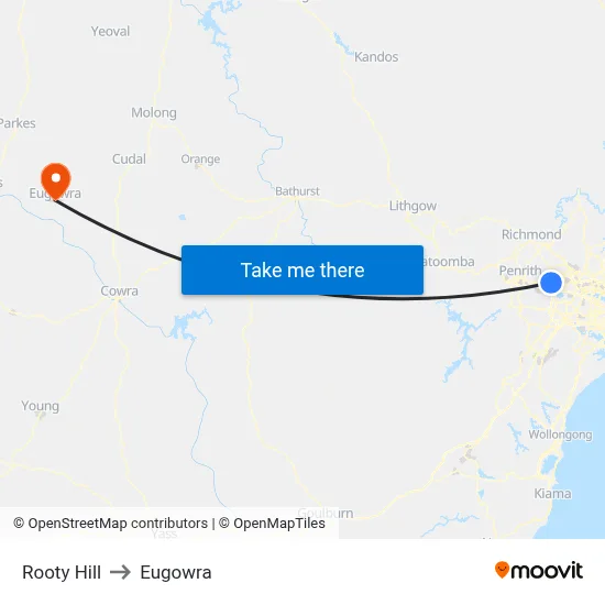 Rooty Hill to Eugowra map