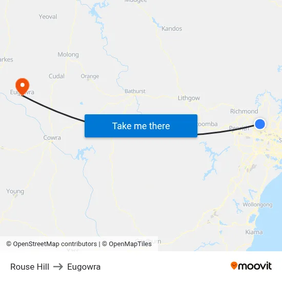 Rouse Hill to Eugowra map