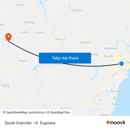 South Granville to Eugowra map