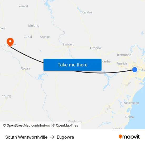 South Wentworthville to Eugowra map