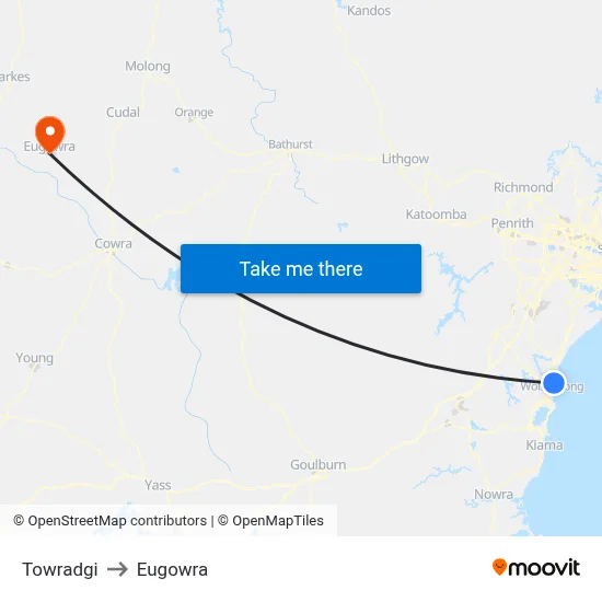 Towradgi to Eugowra map