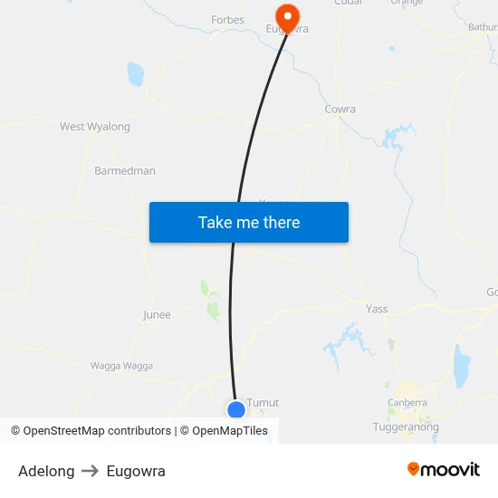 Adelong to Eugowra map
