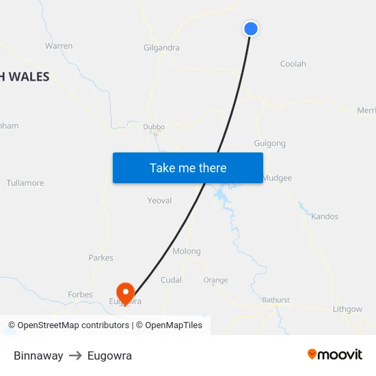 Binnaway to Eugowra map