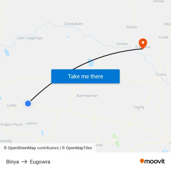 Binya to Eugowra map