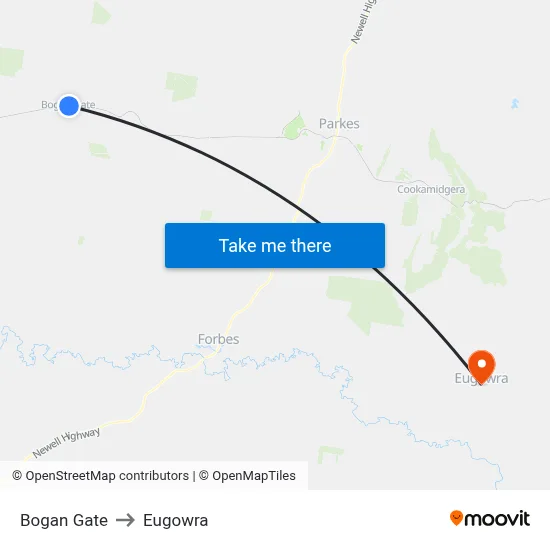 Bogan Gate to Eugowra map