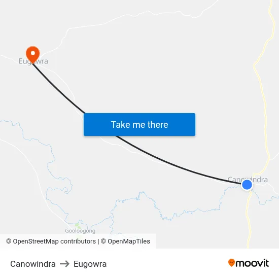 Canowindra to Eugowra map