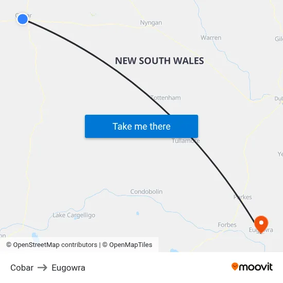 Cobar to Eugowra map
