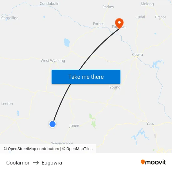 Coolamon to Eugowra map