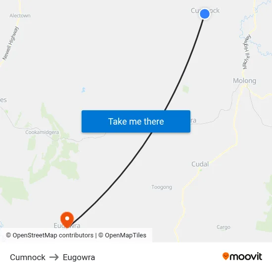 Cumnock to Eugowra map