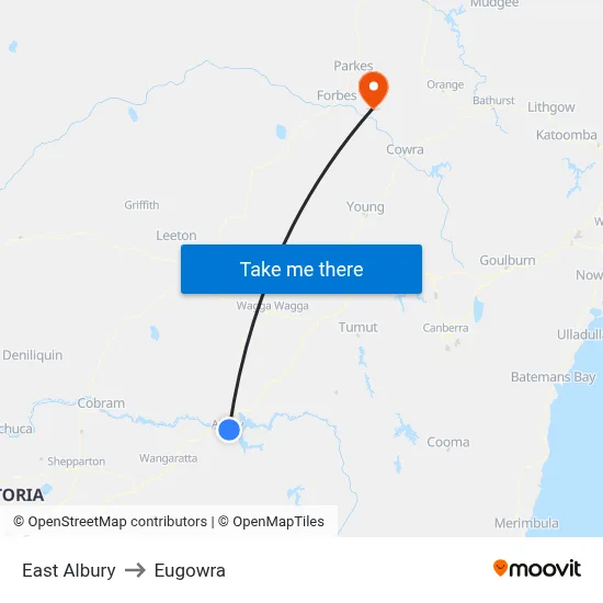 East Albury to Eugowra map