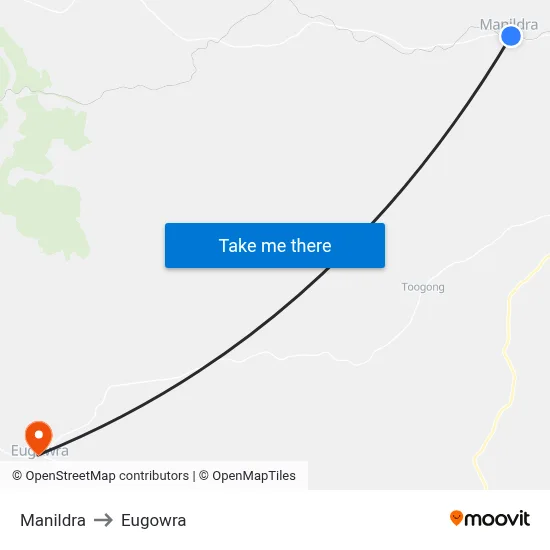 Manildra to Eugowra map