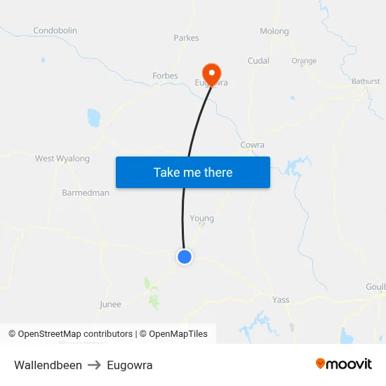 Wallendbeen to Eugowra map
