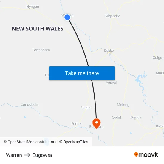 Warren to Eugowra map