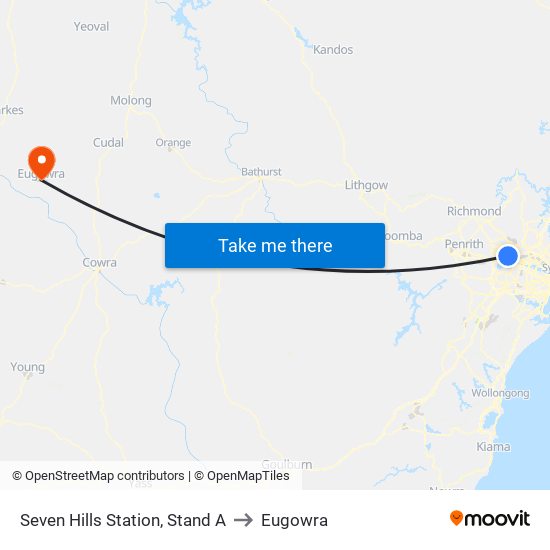 Seven Hills Station, Stand A to Eugowra map