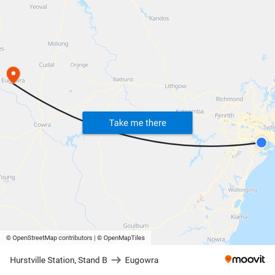 Hurstville Station, Stand B to Eugowra map