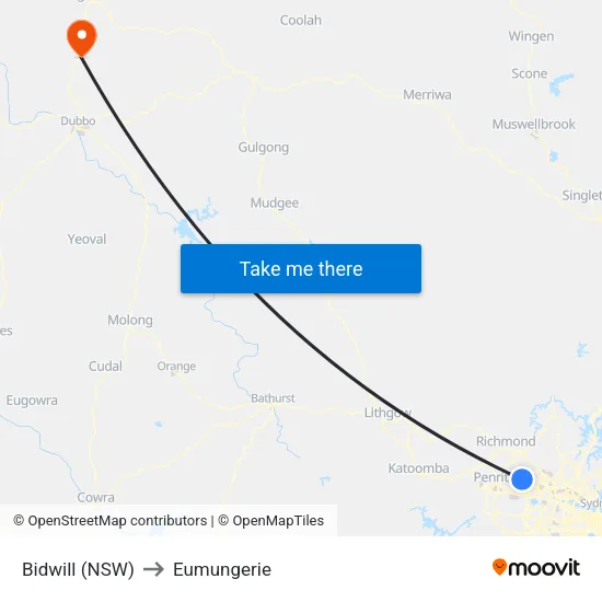 Bidwill (NSW) to Eumungerie map