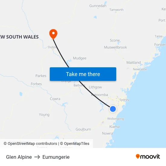 Glen Alpine to Eumungerie map