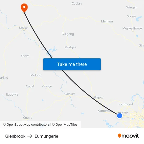 Glenbrook to Eumungerie map