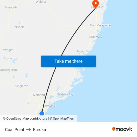 Coal Point to Euroka map
