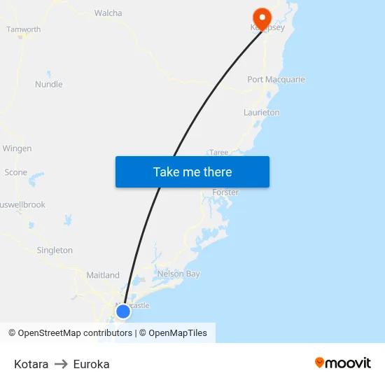 Kotara to Euroka map