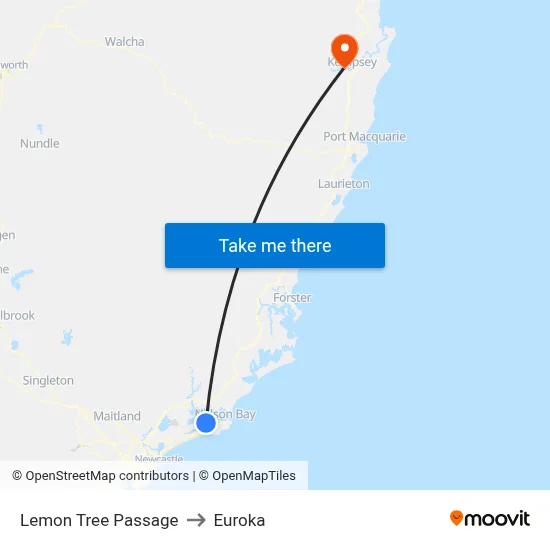 Lemon Tree Passage to Euroka map