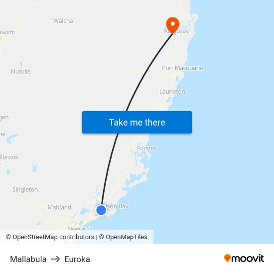 Mallabula to Euroka map